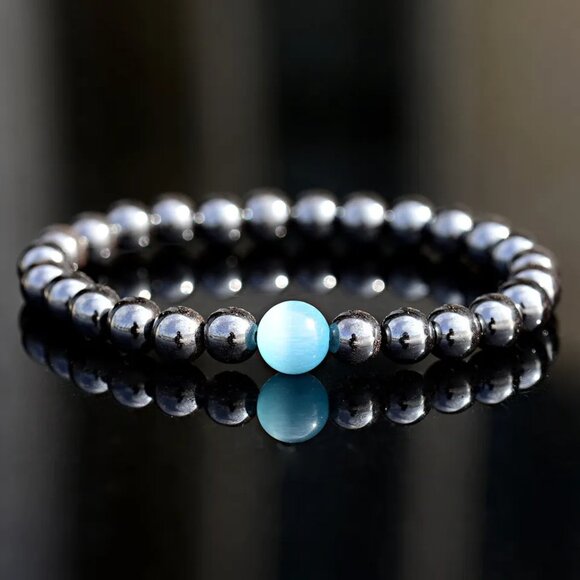 Natural 8MM Lake Blue Gemstone Bracelet Men Women Healing Stone Chakra Jewelry - Picture 9 of 16